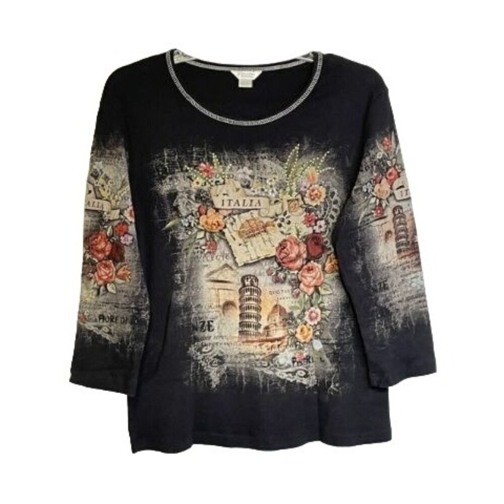 Christopher & Banks Vintage Embellished Top LARGE (9191)